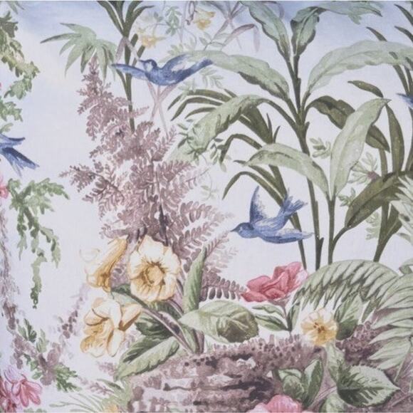 Pottery Barn Pillow Cover MARLENA 18"x18" EXOTIC BIRDS FLOWERS Floral Linen Bld - Picture 4 of 5